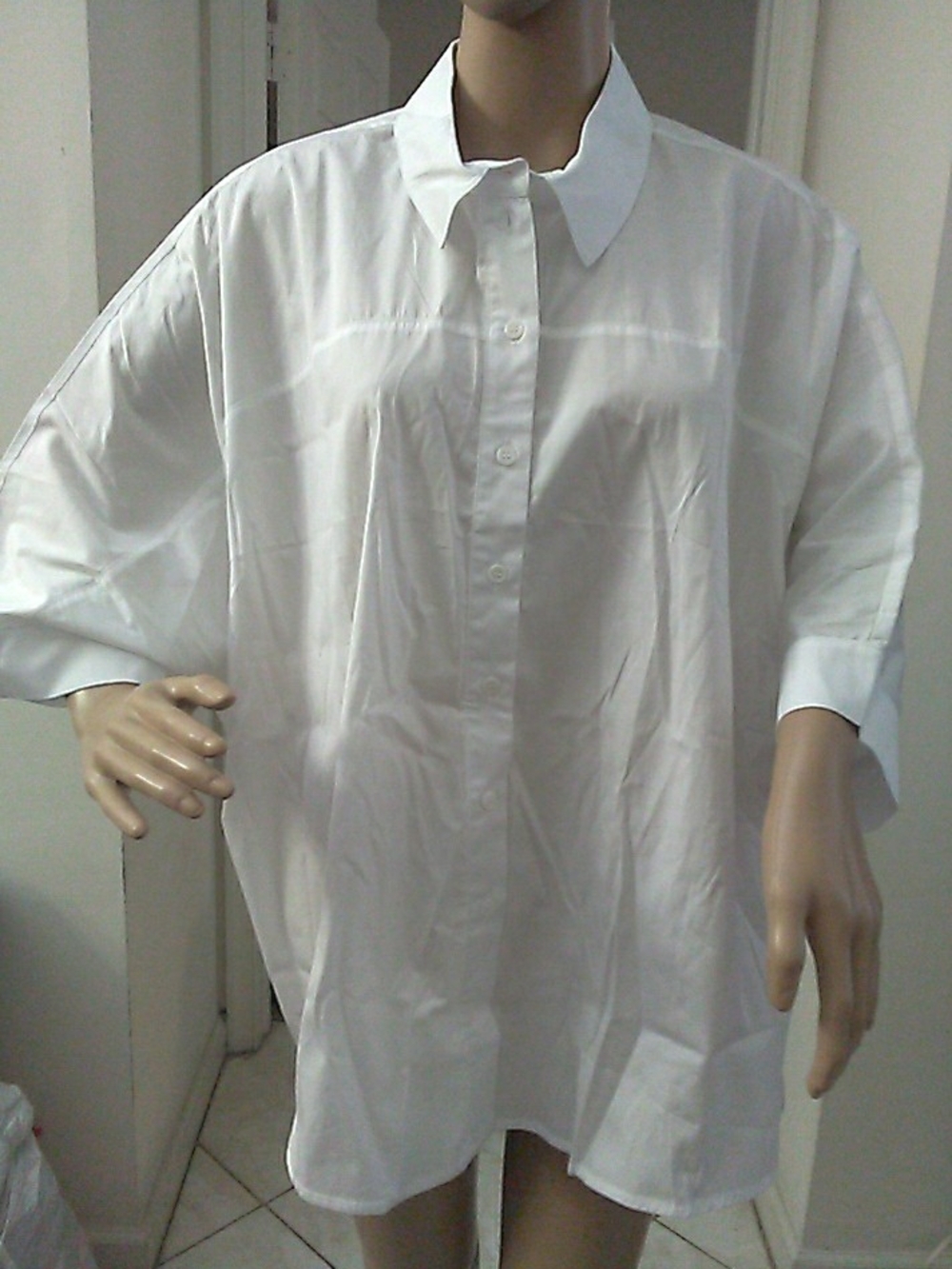 NWT LUX HARSHMEN Classic White LADIES Button-Up Shirt BACK SPECIAL SNAP 3XL